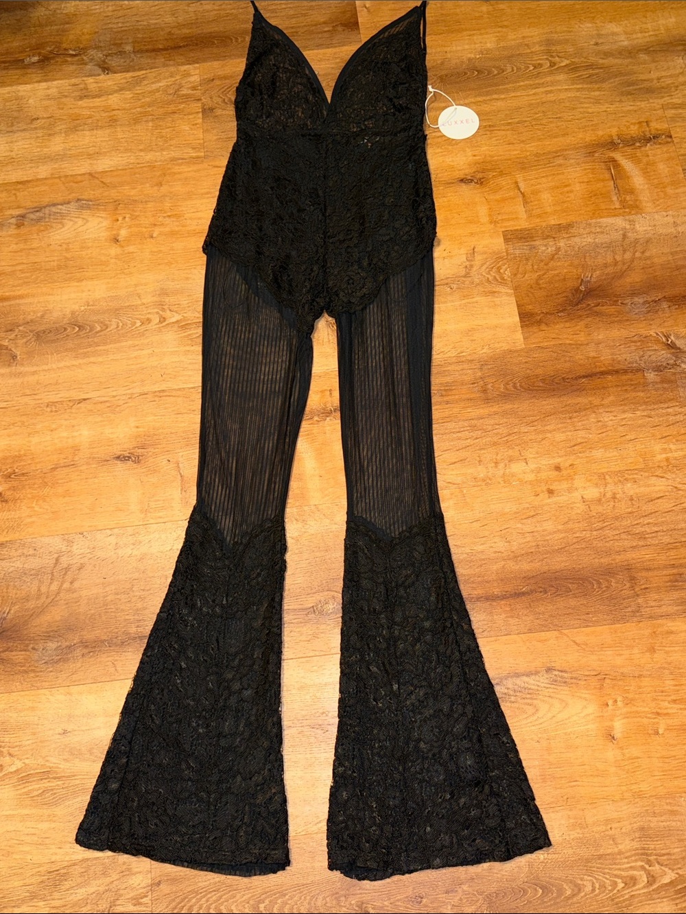 Luxxel Black Lace Wide Leg Jumpsuit